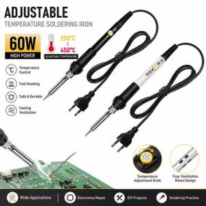 Aideepen | 60W Handheld Temperature-Adjustable Soldering Iron Portable Soldering Iron Kit 200°C–450°C Suitable for Electronic Soldering