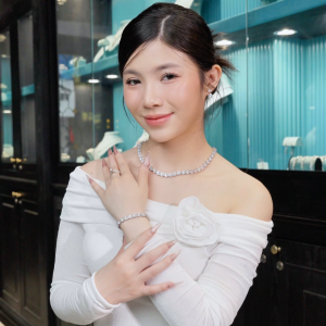 Dây Chuyền Tennis Thiết Kế Emeral VIP Glosbe & Co Bạc 925 Viên Cubic Zirconia Emeral 4x6mm - DCNU26