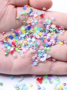 6mm500 PCs Half Face Peach Heart Imitation Pearl Color AB Multi-Color Optional DIY Manicure Flats Pearl Hair Accessories Embellishment