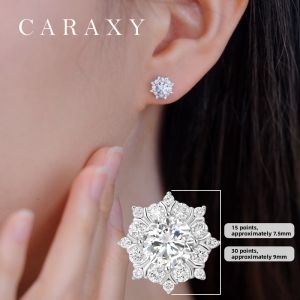 CARAXY | Cultivated Diamond Cluster Set Snowflake Design Earrings
