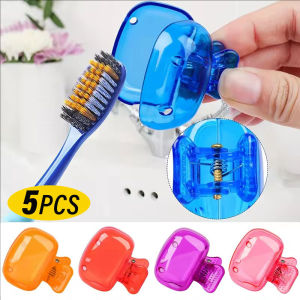 Yespery 5 cái nắp bảo vệ bàn chải đánh răng Khăn trùm đầu bàn chải đánh răng du lịch kẹp nhựa cầm tay cho hộ gia đình đi du lịch