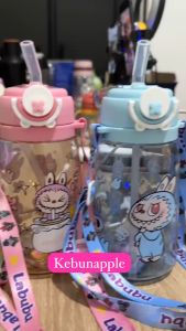 Botol Minum Anak Viral Karakter LABUBU GEMOY LUCU 600ML + TALI PANJANG ANTI TUMPAH TAHAN BANTING FREE STIKER 3D