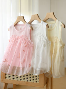 Sweet Princess Style Child Thin Skirt Type Top Girls Mesh Sleeveless Vest mid Childhood Summer Childrens Clothing