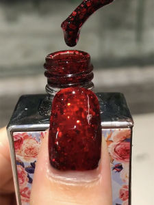Flower Bud Manicure Fall and Winter New Arrival Wine Red Flashing Sequin UV Nail Polish Nail-Beauty Glue Colored Glaze Red Diamond Resin Red