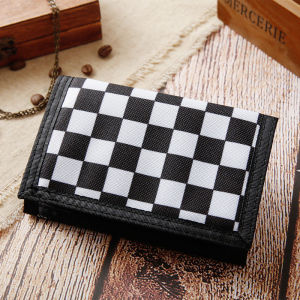 Slim Canvas Wallet for Men Youth Style Soft Silver Ultra Thin Tri-Fold Simple Design Short Size Trendy Korean Magic Tape Closure