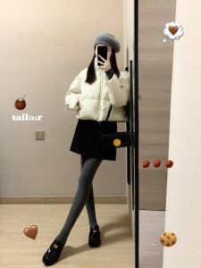 กระโปรงสั้นทรงเอเอวสูงสีดำสไตล์โรแมนติกฝรั่งเศสสำหรับผู้หญิงในฤดูใบไม้ร่วงและฤดูหนาว กระโปรงสั้นทรงเอทรงเอ