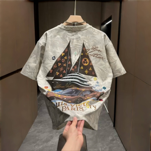 Áo Thun Nam Mùa Hè in Thuyền Họa Tiết Tròn Tay Ngắn Thời Trang Thường Ngày Đa Năng Thêu Dáng Ôm Vừa Vặn Chất Liệu Cotton