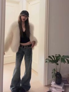 Quần Jeans Ống Loe Lưng Thấp Ôm Vừa Vặn Cho Nữ Cao Cấp Quần Dài Dài Đến Sàn Phong Cách Hot Bé Gái Quần Ống Loe Giày Bốt