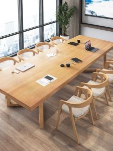 Nordic Style Solid Wood Conference Table Long Desk Modern Library Office Desk Rectangle Shape Combination Office Furniture