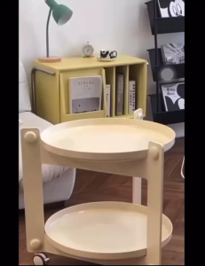 ❣️SPACEIDEAS❣️ PET Portability 360 Rotating Cart Trolley Movable Coffee Table Bedside Table Sofa Side Table Cart Trolley Movable Tea Table Movable Trolley Snack Storage Rack Organizer Cart Trolley Outdoor Side Table /Outdoor End Table / Balcony Side Table