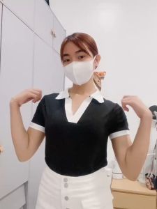 K.STORE & YAZI FASHION: V Neck Collar Korean Style Slim Women Shirts