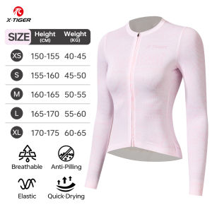 X-TIGER Cycling Jersey Womens Spring Summer Slim Breathable Cycling Long Sleeve Top Road Bike Cycling Clothes with 3 Pockets