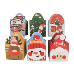 24PCS Christmas Party Supplies Small Packaging Gift Bag Candy Cookie Box With Party Favor Bag