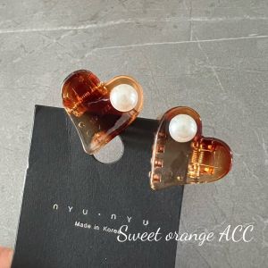 Kẹp Tóc Mini Dễ Thương Đôi Ngọc Trai Giả Hình Trái Tim Nhỏ Kẹp Tóc Mái Lệch Phía Trên Kẹp Tóc Cao Cho Phụ Nữ Trẻ