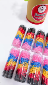Karet Jepang warna warni tabung mini isi 12 pcs ikat rambut small