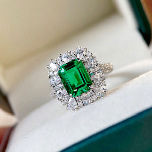 Huitan Newly Designed Green Cubic Zirconia Women Rings Wedding Anniversary Party Temperament Elegant Lady Rings Fashion Jewelry