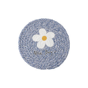 Oakliving Heat Resistant Dining Table Mat Cute Flower Design High Temperature Proof Cotton Coaster Japanese Style round Mat