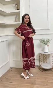 Daster Cibi Standar Katun Rayon Motif Bunga LD 110 cm Wanita Busui Pendek
