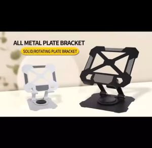 Heavy Duty Metal Phone Stand 360° - Foldable Multi-Angle Holder for iPhone/Samsung/Tablet/Laptop Bed/Desk Use Anti-Slip Base
