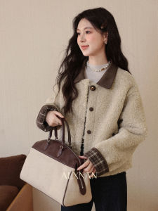 Áo Khoác Da Cừu Vintage Ấm Áp