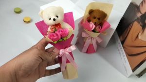 Buket boneka mini bear buket bunga artificial bouquet kecil bouquet