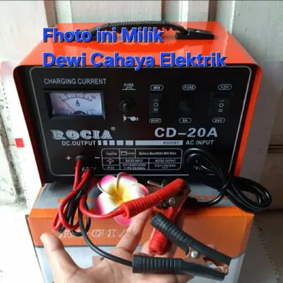Charger Aki 20A Ampere New Rocia bisa accu 12V dan 24V / Cas Aki Motor dan Mobil 20A / Cas Casa Aki 20A 220V/230V 50/60Hz / Baterai