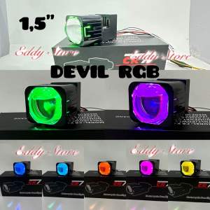 Projector BILED Tipe X4 Original CR7 devil RGB White lens 1.5 INC 60watt jamin Terang
