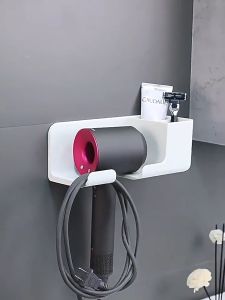 Hair Dryer Holder - Bathroom Wall Mounted Storage Rack With No Punching For Storage