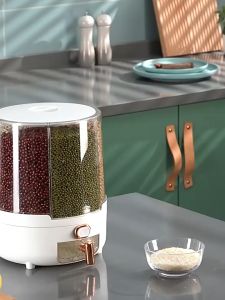 COD Tempat penyimpanan beras ASCOR Dispenser Beras Putar 360 Rice Box Moisture Proof 6 Grid 6kg -