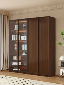 ENF-Level Home Living Room Antique Style Glass-Door Bookcase