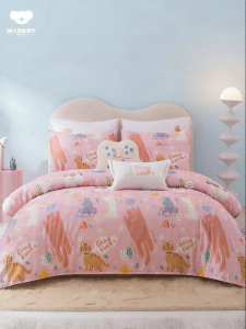 M·J BABY | Bộ Chăn Ga Gối Bé 4 Món Phong Cách Dễ Thương Cotton