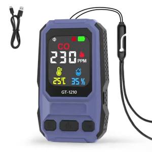Aideepen | CO Gas Leak Detector Temp Humidity Meter Audible Visual Alarms LCD Portable Carbon Monoxide Sensor 0-999ppm for Home Indoor Use