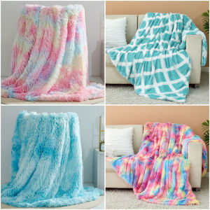 Solid Color Super Soft Mink Fleece Sofa Air Conditioner Throw Blankets Home Decor Blanket Bed Cover Travel Plane Blanket