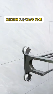 SOGO Suction Cup Towel Rack No-Drill Wall Mount Shelf with Towel Bar Rustproof Bathroom Storage Rack