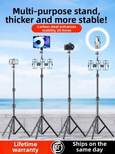 CRENOV | Live Streaming Tripod Extendable Selfie Stick Multi-purpose Desktop & Floor Mount Phone Stand