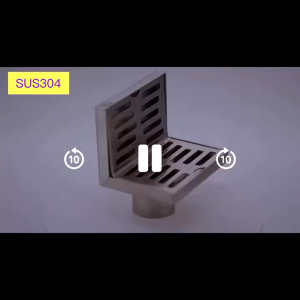 ตะแกรงระบายน้ำ ท่อระบายน้ำชั้นเข้ามุม รูปตัว L สแตนเลส 304 ทรงสี่เหลี่ยมเข้ามุม ทนต่อการกัดกร่อน รูปทรงที่ใช้กัน