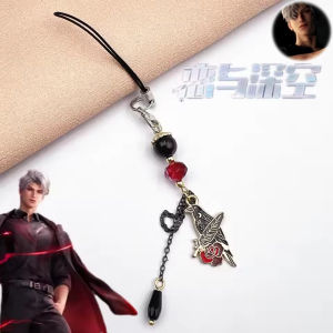 Game Love And Deepspace Sylus Cosplay Phone Charms Keychain Crow Rose Pendant Keyring Bag Beaded Accessories Christmas Props