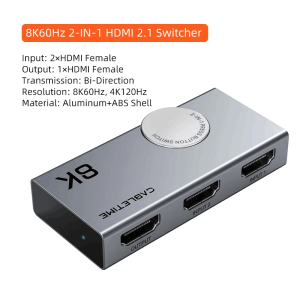 Cabletimes | CABLETIME 8K 2 IN 1 HDMI Splitter 8K 60Hz Switcher 4K Out for HUAWEI Mi Box Bi-directional HDMI Switcher for Xbox PS5 TV Box