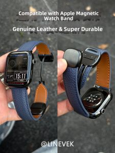 l inevek | Genuine Leather Replacement Band with Magnet Closure for Apple Watch