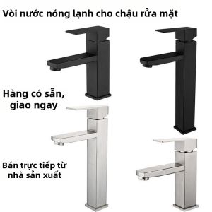 New Black Four-side Stainless Steel Hot and Cold Water Basin Faucet