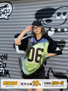 Áo Thun Cổ Chữ V Tay Ngắn in Hình Số Mỹ Dành Cho Nữ Mùa Hè Thiết Kế Độc Đáo Thể Thao Quần Bóng Đá Áo Thun Thường Ngày Rộng Rãi