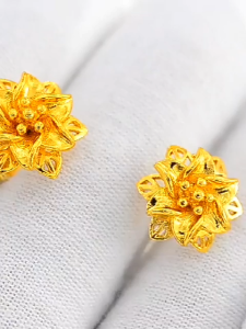 916 gold earrings women Retro hollow flower earrings wedding jewelry