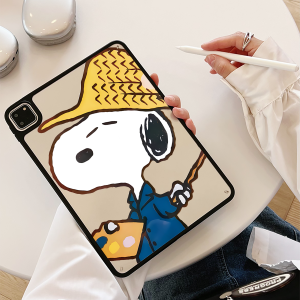 Creative Snoopy Acrylic Transparent Protective Case for  10.2 Inch 11 Inch pro 12.9 Inch Mini 6.7 Magnetic Pen Slot