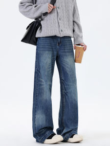 กางเกงยีนส์ทรงหลวมสีน้ำเงินสำหรับผู้ชาย ทรงหลวม ทรงวินเทจ สไตล์อเมริกัน ทรงหลวม กางเกงขายาวทรงหลวม ทรงหลวม ทรงหลวม