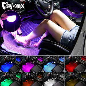 4 IN 1 Car LED Ambient Lights Car Interior Foot Atmosphere Decoration Lamp Ice Blue Star Bulb USB Night Light