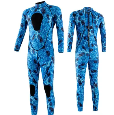 MY01 wetsuit pria 3mm spearfishing bahan neoprene camoflage blue color