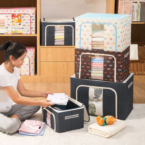 Storage Boxes Clothes Organizer Storage Cabinet For Clothes storage box organizer Storage box Large capacity quilt Toys Organizer Folding Stackable Oxford Fabric waterproof 66L 100L