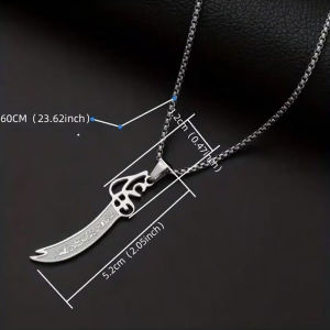 Stainless Steel Arabic Calligraphy Zulfiqar Sword Pendant Necklace For Men Islamic Muslim Jewelry