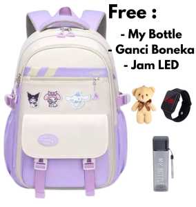 Tas Ransel Sekolah Cewe Trendy Fashion Korea Backpack Punggung Kekinian Ukuran Besar SD SMP Import