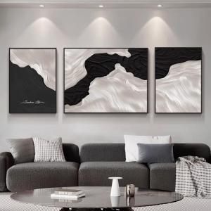 Black And White Abstract Living Room Decorative Artwork Luxury Minimalist Sofa Background Wall Hanging Painting Modern Style Home Decoration